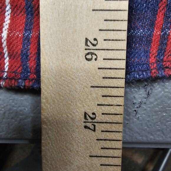 Vintage Dee Cee Flannel Shirt Medium 70s Plaid Blue Red Heavy Workwear Grunge - Picture 12 of 13